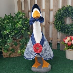Porch Goose Clothes Blue and White Decorative Goose Outfit With Bonnet